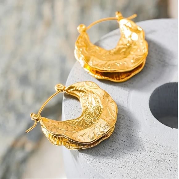 Gold Foil Hoop Earrings - Picture 7 of 11